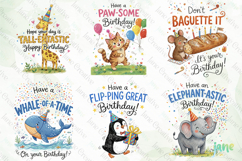 Funny Birthday Animals PNG Clipart Bundle Product Image 7