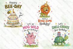 Funny Birthday Animals PNG Product Image 1