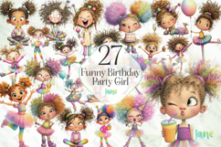 Funny Birthday Party Girl Bundle Clipart Product Image 1