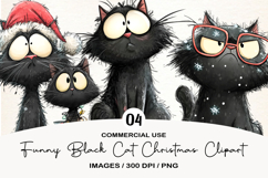 Funny Black Cat Christmas Clipart Product Image 1