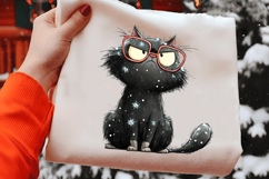 Funny Black Cat Christmas Clipart Product Image 2