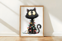 Funny Black Cat Christmas Clipart Product Image 3