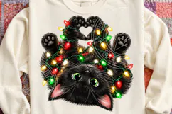 Funny Black Cat Christmas Lights PNG Product Image 4