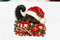 Funny Black Christmas Cats PNG Product Image 5
