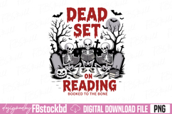 Funny Book Dead Set On Reading Skeleton PNG Product Image 1