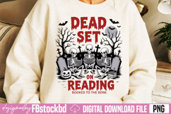 Funny Book Dead Set On Reading Skeleton PNG Product Image 3