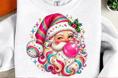 Funny Bubblegum Santa Sublimation PNG, Colorful Pink Christm Product Image 2