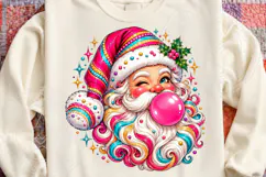 Funny Bubblegum Santa Sublimation PNG, Colorful Pink Christm Product Image 4