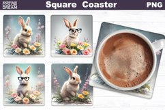 Spring Animals Square Coaster | Animals Flowers Coaster Product Image 6