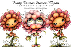 Funny Cartoon Flowers Clipart Product Image 1