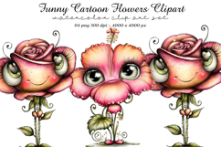 Funny Cartoon Flowers Clipart Product Image 1