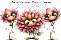 Funny Cartoon Flowers Clipart Product Image 1