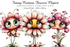 Funny Cartoon Flowers Clipart Product Image 1