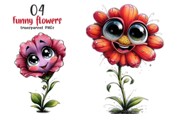 Funny Cartoon Flowers Clipart Product Image 1
