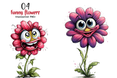 Funny Cartoon Flowers Clipart Product Image 1
