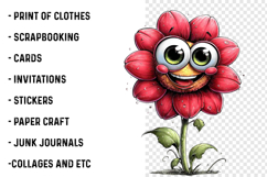 Funny Cartoon Flowers Clipart Product Image 2