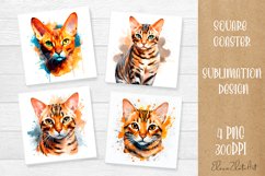 Funny Cat Coaster Sublimation| Cat Lover Coasters Product Image 1