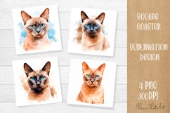 Funny Cat Coaster Sublimation| siamese cats Coasters Product Image 1