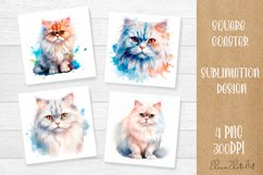 Funny Cat Coaster Sublimation| Persian cats Coasters Product Image 1