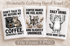 Funny Cat Coffee Kitchen Towel, Sarcastic Cat Lover PNG Product Image 1