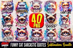 Funny Cat Sarcastic Quotes Sublimation Bundle | 40 Cat png Product Image 2