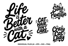 Stay pawsitive cat quote svg design