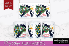 Funny Cats Xmas Mug Wrap Christmas Mug PNG Sublimation Product Image 1