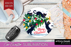 Funny Cats Xmas Car Coaster Christmas Coaster PNG Product Image 1