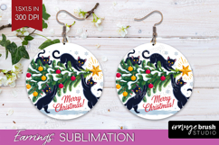 Funny Cats Xmas Round Earrings Christmas PNG Sublimation Product Image 1