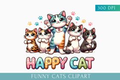 Watercolor Cat Sublimation, cute cat clipart Product Image 1