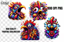 Funny Chicken Clipart Graphic PNG Sublimation Product Image 1