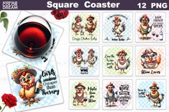 Funny Chicken Square Coaster Bundle | Wine Quote Coaster Product Image 1