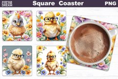 Spring Animals Square Coaster | Animals Flowers Coaster Product Image 8