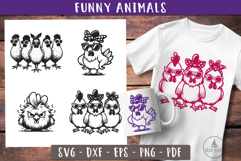 Funny chicken lady svg Grumpy chicken in sunglasses