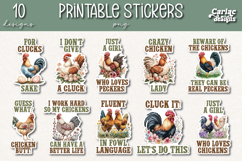 Funny Chicken Printable Sticker Sheet PNG