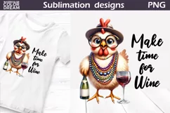 Funny Chicken Sublimation | Wine Quote T Shirt Product Image 2