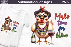 Funny Chicken Sublimation | Wine Quote T Shirt Product Image 1