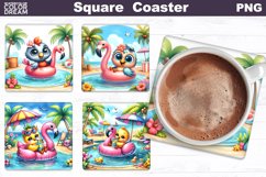 Funny Birds Square Coaster | Cute Birds Beach Coaster Product Image 1