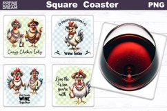 Funny Chicken Square Coaster | Wine Quote Square Coaster Product Image 1