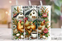 Chickens Coffee And Chaos PNG, Funny Chickens Tumbler Wrap Product Image 1
