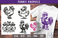 Funny chickens svg Farm animal with sunglasses
