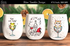 Funny Cozy Christmas Wine Tumbler|Tipsy and Bright|Frog|Cat Product Image 1