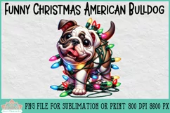 Funny Christmas American Bulldog | Christmas Clipart Product Image 1