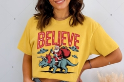 Funny Christmas PNG, Believe PNG, Retro Santa Claus shirt Product Image 3