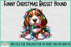 Funny Christmas Basset Hound | Christmas Clipart Product Image 1