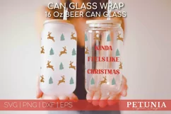 CHRISTMAS CAN GLASS BEING USED AS A CHRISTMAS BEER CAN GLASS WRAP