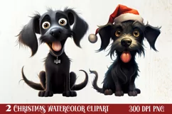 Funny Christmas Black Dog Clipart Sublimation, Christmas Dog Product Image 1