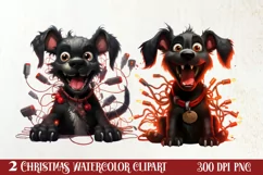 Funny Christmas Black Dog Clipart Sublimation, Christmas Dog Product Image 1
