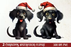 Funny Christmas Black Dog Clipart Sublimation, Christmas Dog Product Image 1