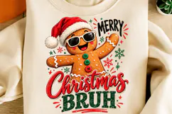 Funny Christmas Bruh Gingerbread Man PNG Product Image 2
